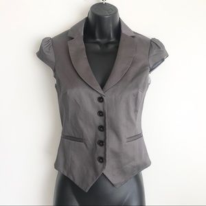 H&M Satin Cap Short Sleeves Blazer Jacket Brown 2